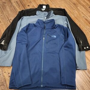 The North Face Blue Zip Up, Columbia Gray Zip Up, Totem Classi. Button Up